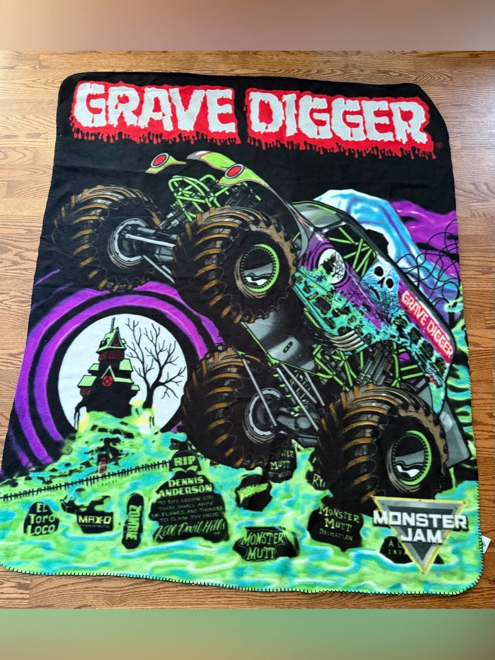 2006 Monster  Jam Grave Digger  Multicolor Monster Truck  Fleece Blanket